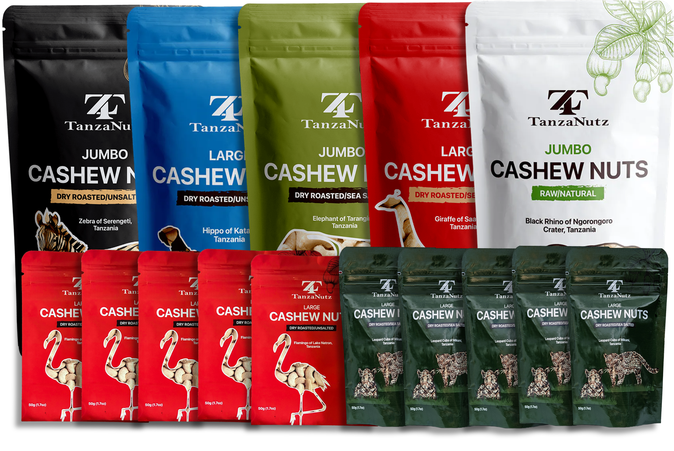 Roasted + Unsalted Bundle Pack — TanzaNutz The Worlds Best Cashews